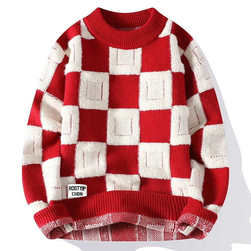 Clothing Men Sweater Harajuku Fashion Knitted Hip Hop Streetwear Pullover Oversized Casual O-Neck Vintage Sweaters