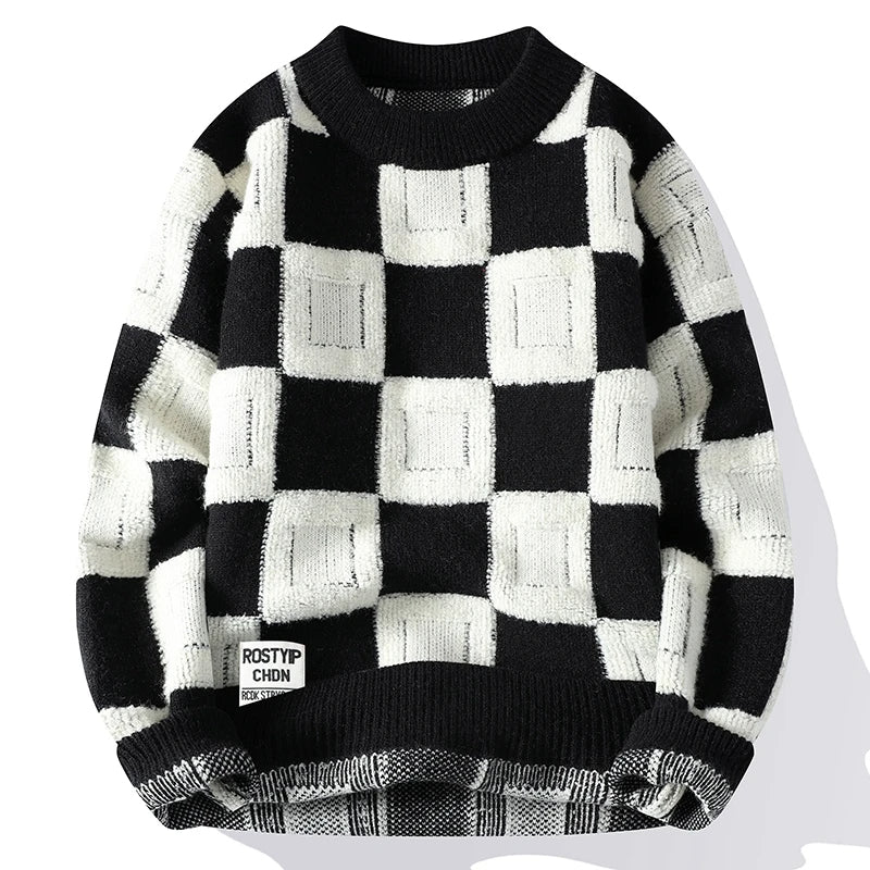 Clothing Men Sweater Harajuku Fashion Knitted Hip Hop Streetwear Pullover Oversized Casual O-Neck Vintage Sweaters
